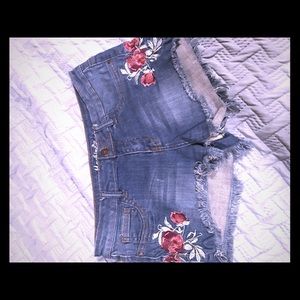 Floral jean shorts